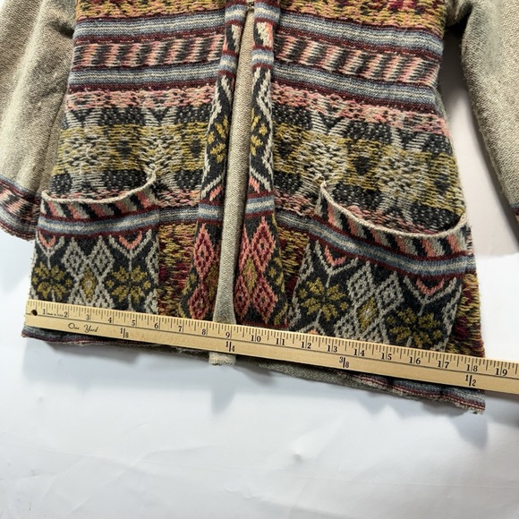 Free People Sweater Womens XS Wool Blend Boho Fuzzy Fair Isle Cardigan Pullover - Picture 6 of 12